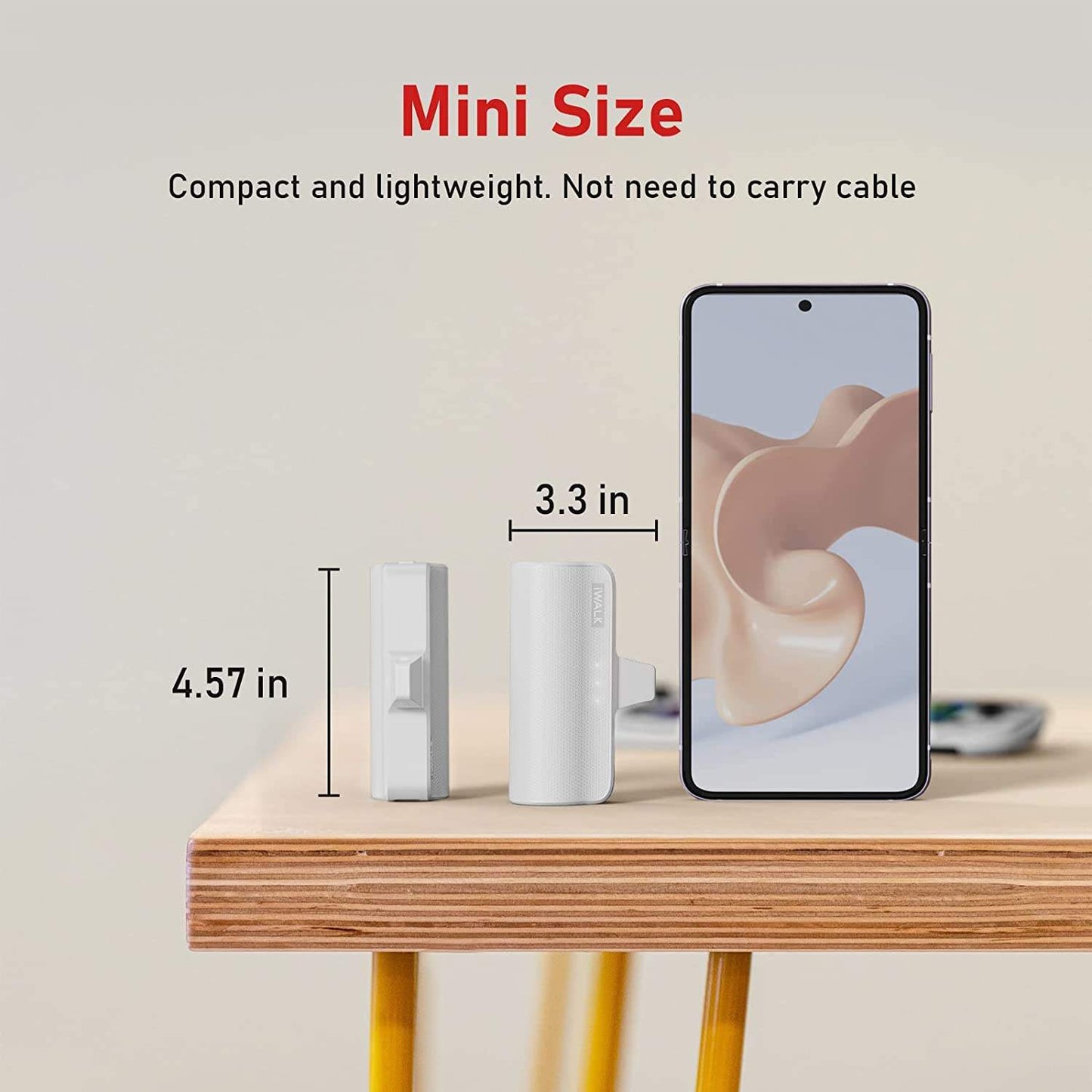 Mini 3350mAh Power Bank | Lipstick Size Portable USB-C Charger
