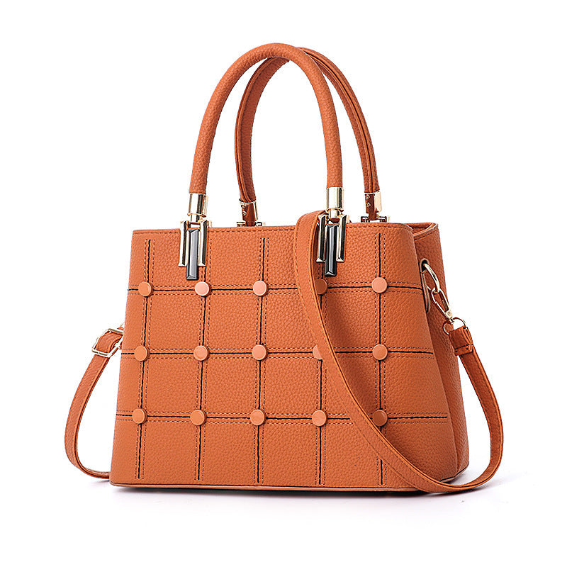 Rivet Accent PU Leather Handbag – Stylish & Spacious Tote Handbag rivet handbag | Ectron Online