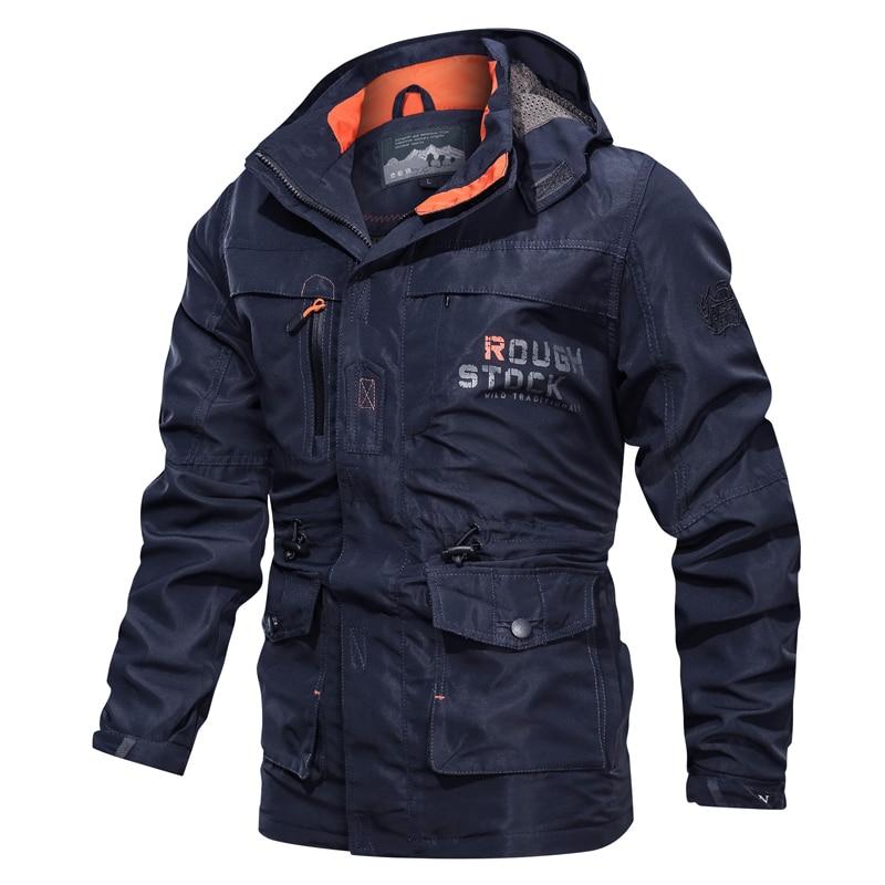 Men's Casual Mid-Length Hooded Outdoor Jacket - Plus Size