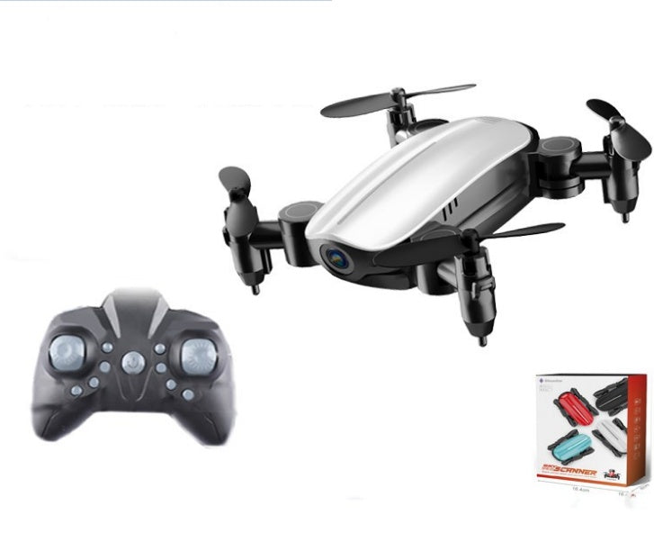 White mini foldable quadcopter drone with camera, remote controller included