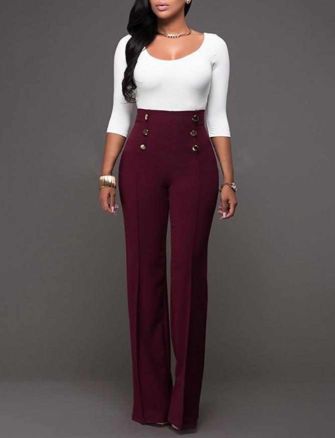 Stylish Slim Personality Double-Breasted Flared Trousers