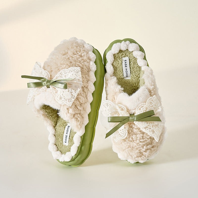Women’s Autumn & Winter Cotton Slippers – Non-slip Bow Design Cotton Slippers Women's Autumn And Winte | Ectron Online