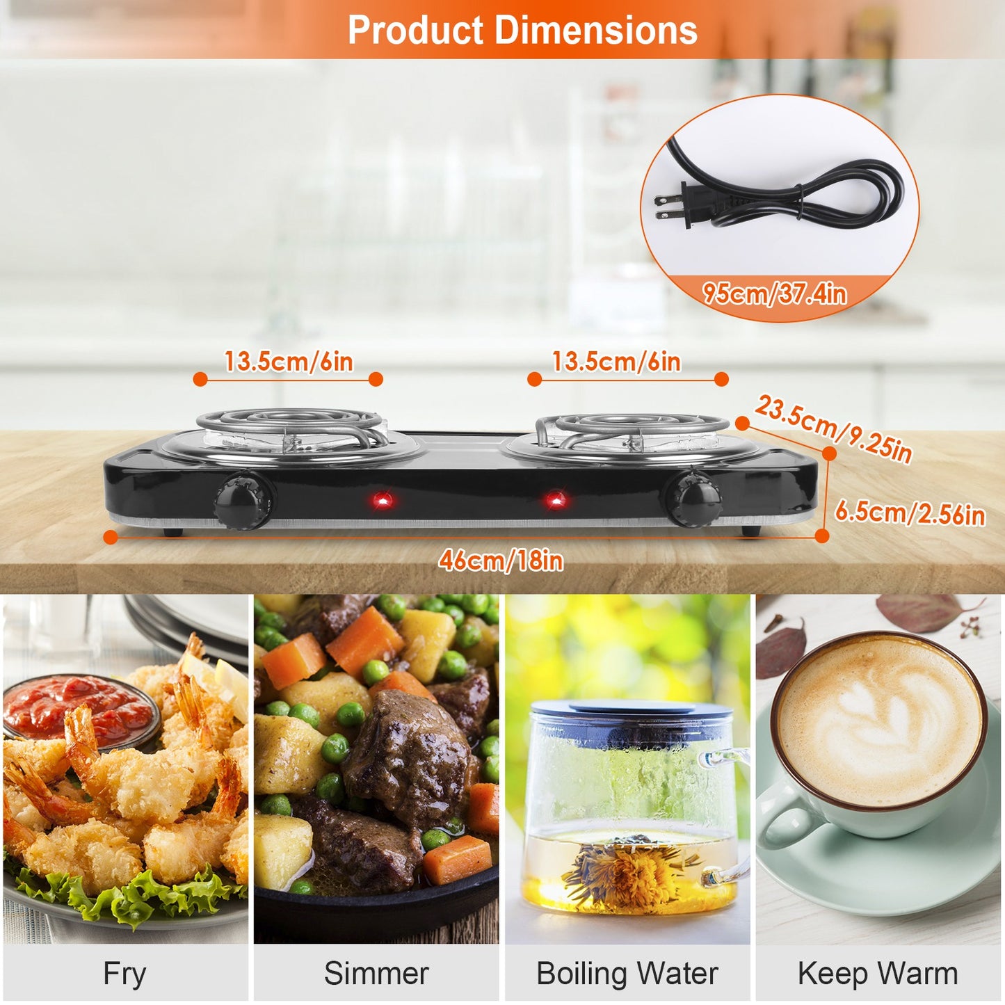 2000W Electric Double Burner | Portable Hot Plate Stove with 2 Colors