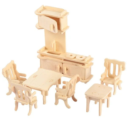 3D Wooden Dollhouse Furniture Puzzle 3D Wooden Dollhouse Furniture Puzzles DI | Ectron Online