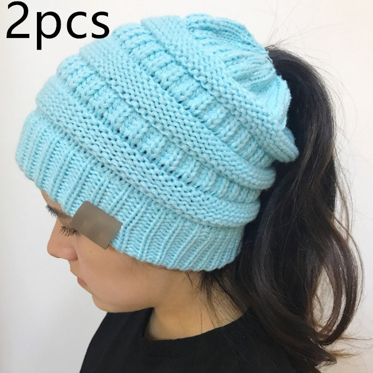 Knitted Ponytail Hat - Women's Fashion Wool Hat for Stylish Comfort Hats & Caps | Ectron Online