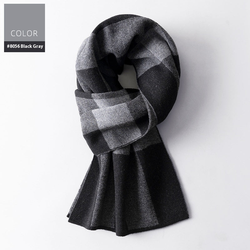 Black and gray checkered scarf on a white background