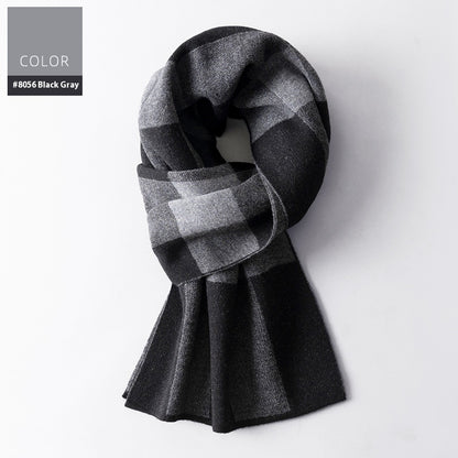 Black and gray checkered scarf on a white background