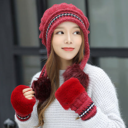 Women's Fleece Beanie with Ear Flaps | Warm Winter Ski & Outdoor Hat Cozy Knit Fleece-Feel Beanie With Ear Fl | Ectron Online