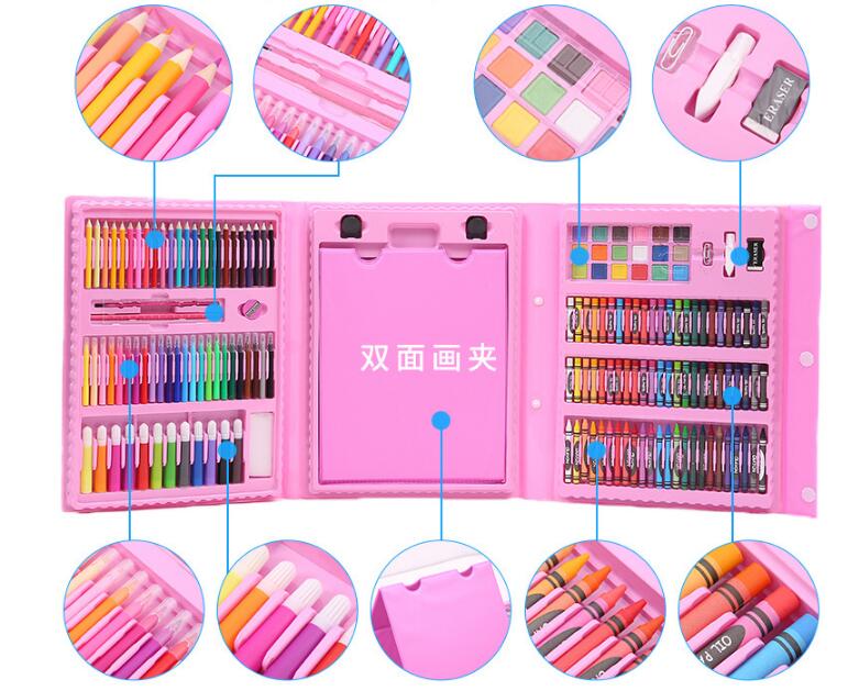 208-Piece with Easel Children's Painted Set Painting Watercolor Pen Brush Art Learning Supplies Stationery Set