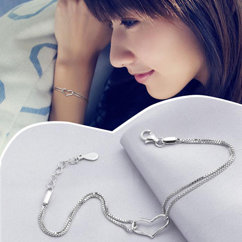 Single heart-shaped silver bracelet Bracelet