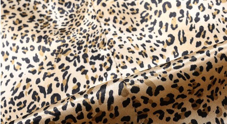 Mid-length Leopard Print  Raccoon Fur Collar Coat