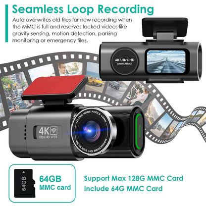 Mini 4K WiFi Car Dash Cam 1Pc 4K 1080P Car Dash Cam 2.4GHz WiFi Ca | Ectron Online