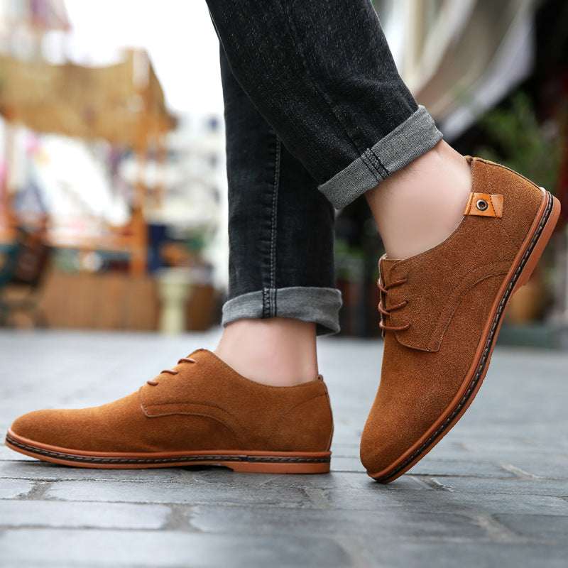 Men's Casual Leather Shoes With Cow Tendon Bottom