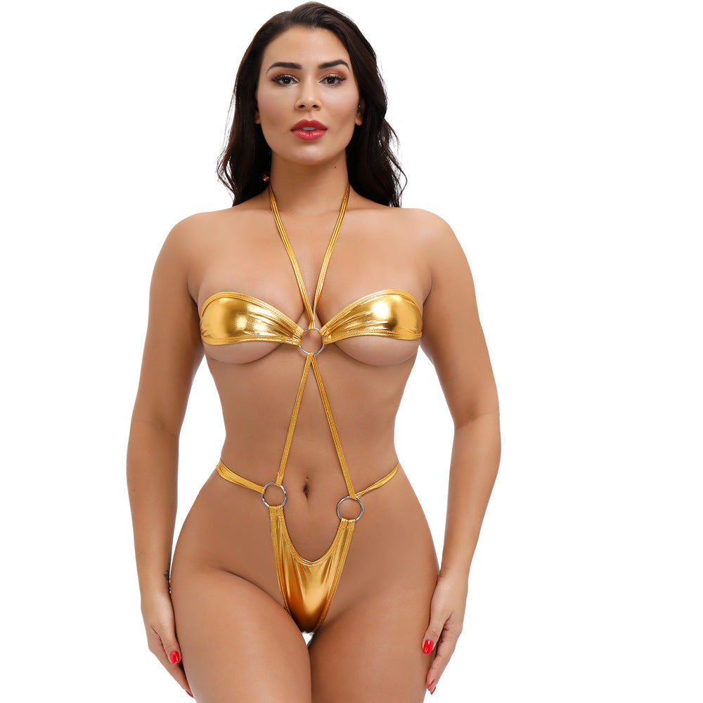 Women’s Seaside Leather-Effect Three-Point Bikini & T-Shirt Set Seaside Imitation Leather Three-Point Bi | Ectron Online