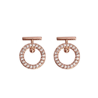 Rose Gold Ring Earrings Female Temperament Goddess Fan Korea Delicate Small Earrings Pure Silver Jane About New Earrings