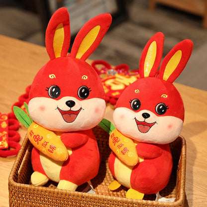 Hold Radish Rabbit Doll Rabbit Year Mascot Open Door Red Plush Toy Activities Gifts