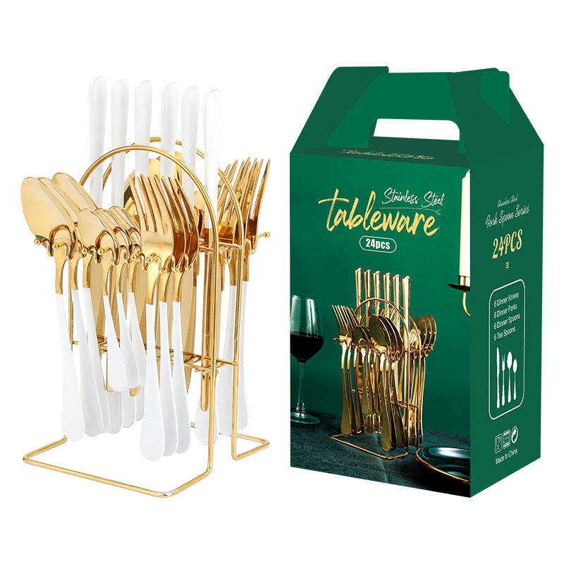 Stainless Steel Knife, Spoon & Fork Utensil Set Gold Dinnerware Set Stainless Steel Tabl | Ectron Online