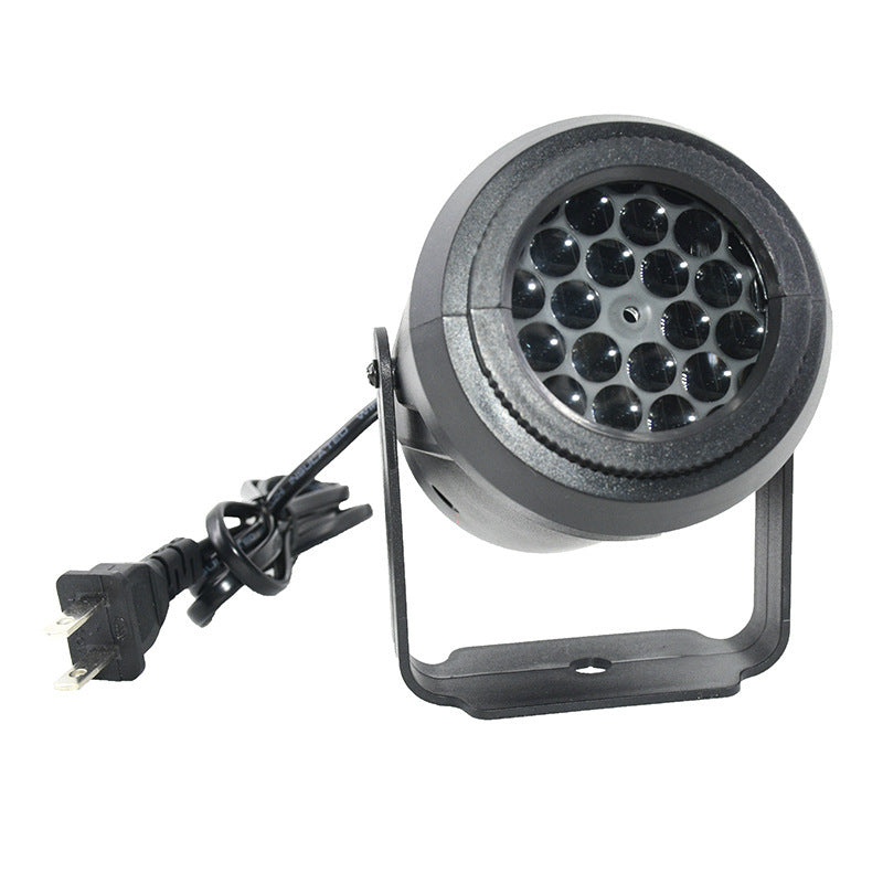 Black LED light fixture with power cord on a white background