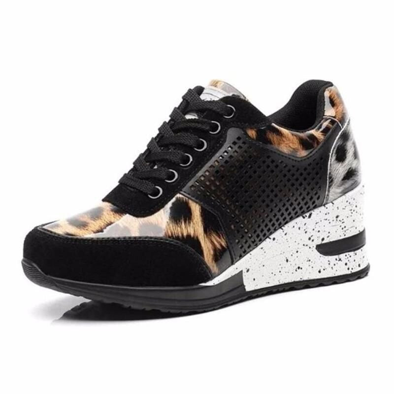 Women's Lacing Platform Sneakers - Chic Wedge Heel Style Lacing Sneakers With Platform Heels For | Ectron Online