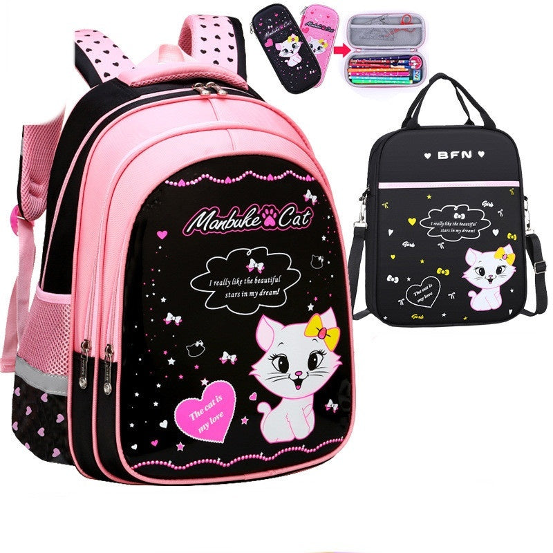 Cute Cat Print Kids Backpack – Durable & Spacious School Bag Kids School Cute Cat Print Backpack | Ectron Online