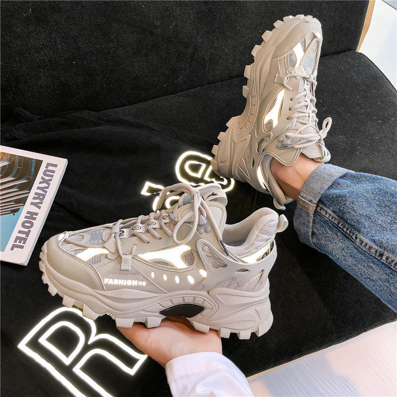 Women's Reflective Casual Sneakers - Comfort & Modern Style Mens Fashion Casual Reflective Thick-sol | Ectron Online