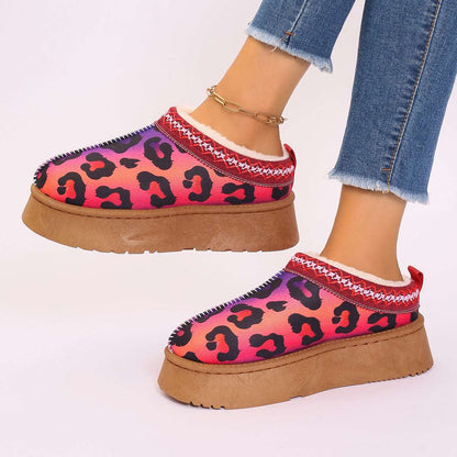 Women's Christmas Ankle Boots – Plush Lined Slip-On Winter Shoes Women's Cartoon Christmas Print Ankle Bo | Ectron Online