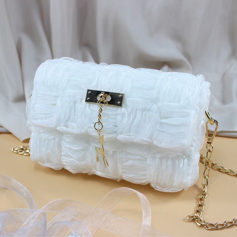 Ribbon gauze hand-woven chain bag