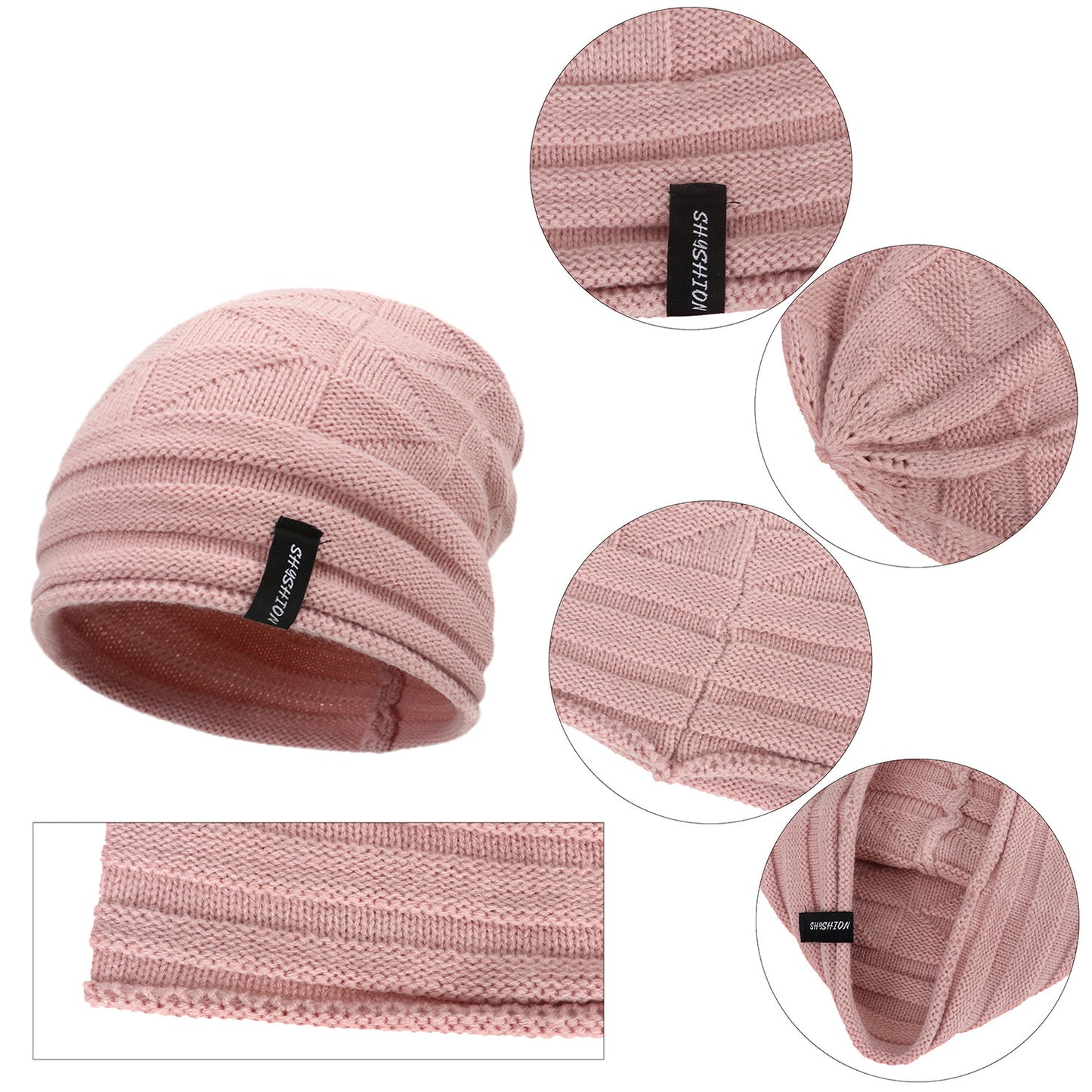 Two-color Wool Warm Knitted Hat For Ear Protection In Autumn And Winter