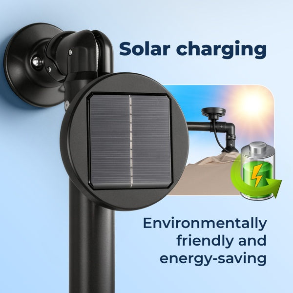 Solar charging light module with black mount and solar panel