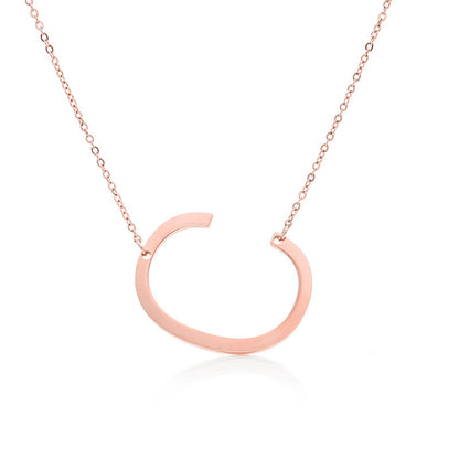 Fabulous Rose Gold Plated Stainless Steel Initial Letter Pendant Necklace