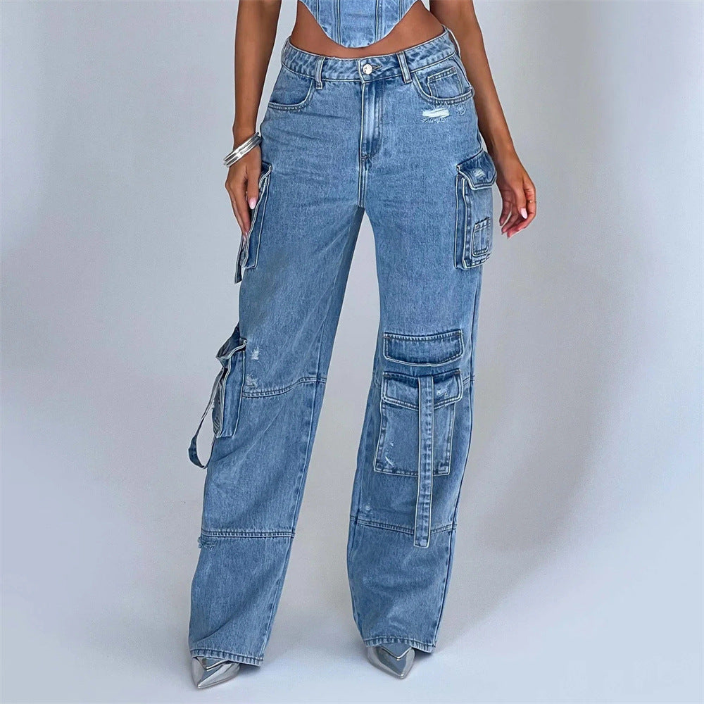 Women's Suit: Low Waist, 3D Tube Top, Pocket Stitching Jeans Woman Jeans | Ectron Online