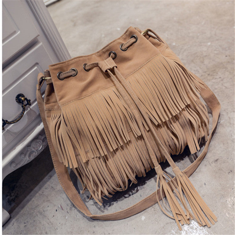 Women's Tassel Bucket Shoulder Big Bag