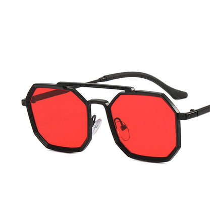 Ins Retro Polygonal Double Bridge Sunglasses