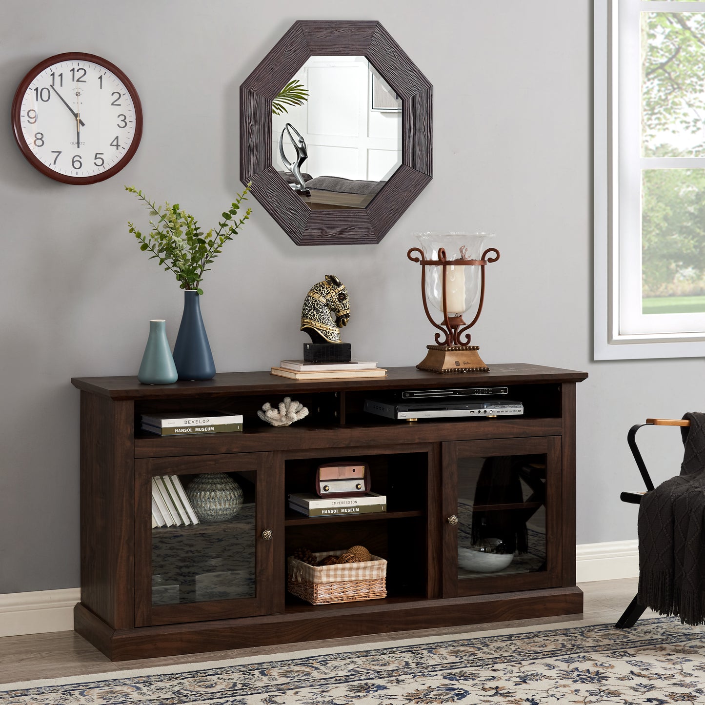 Farmhouse TV Stand for TVs up to 65" - Brown Media Console 60"