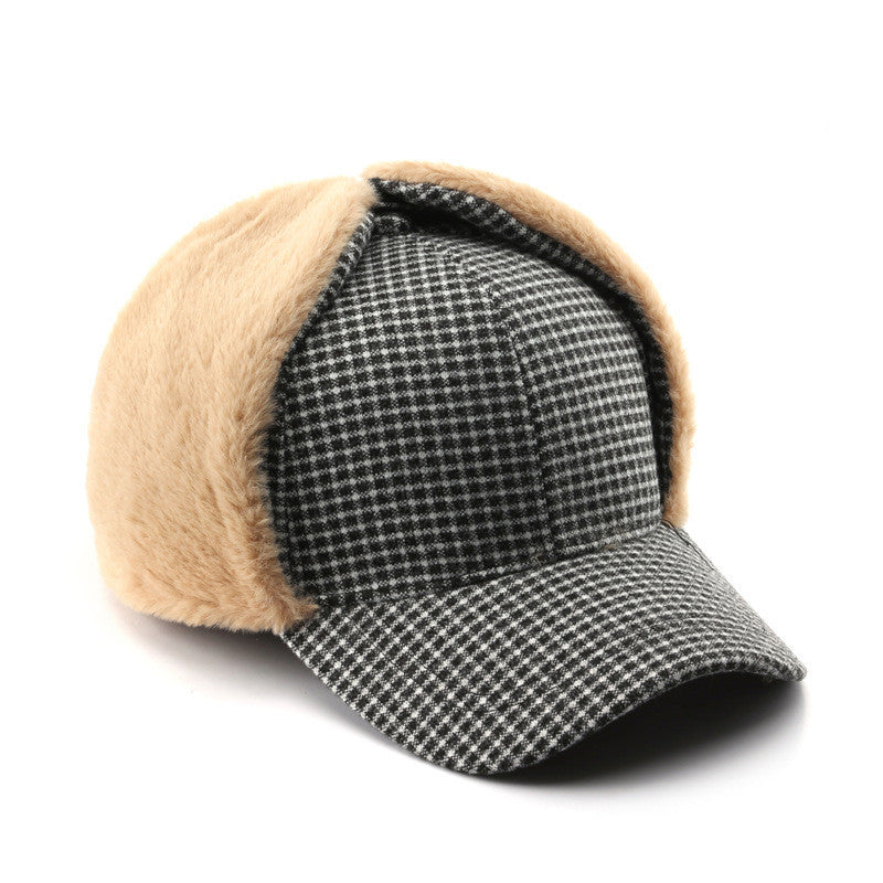 Women's Autumn And Winter Plaid Lambswool Warm Hat