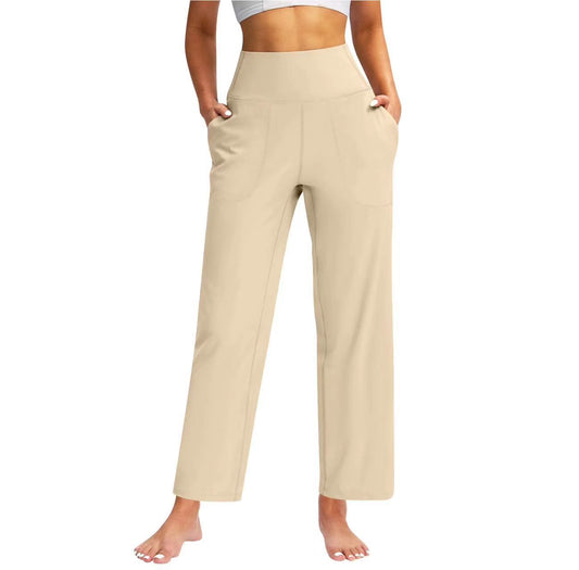 Women's High Waist Pure Color Draping Effect Straight Casual Trousers Women's High Waist Pure Color Draping Ef | Ectron Online