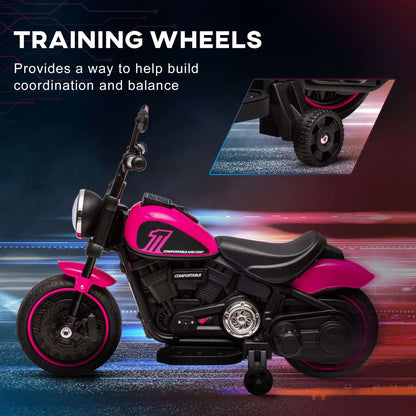 6V Kids Electric Motorcycle with Training Wheels - Pink Toddler Trike 6V Kids Motorcycle w/ Training Wheels, S | Ectron Online