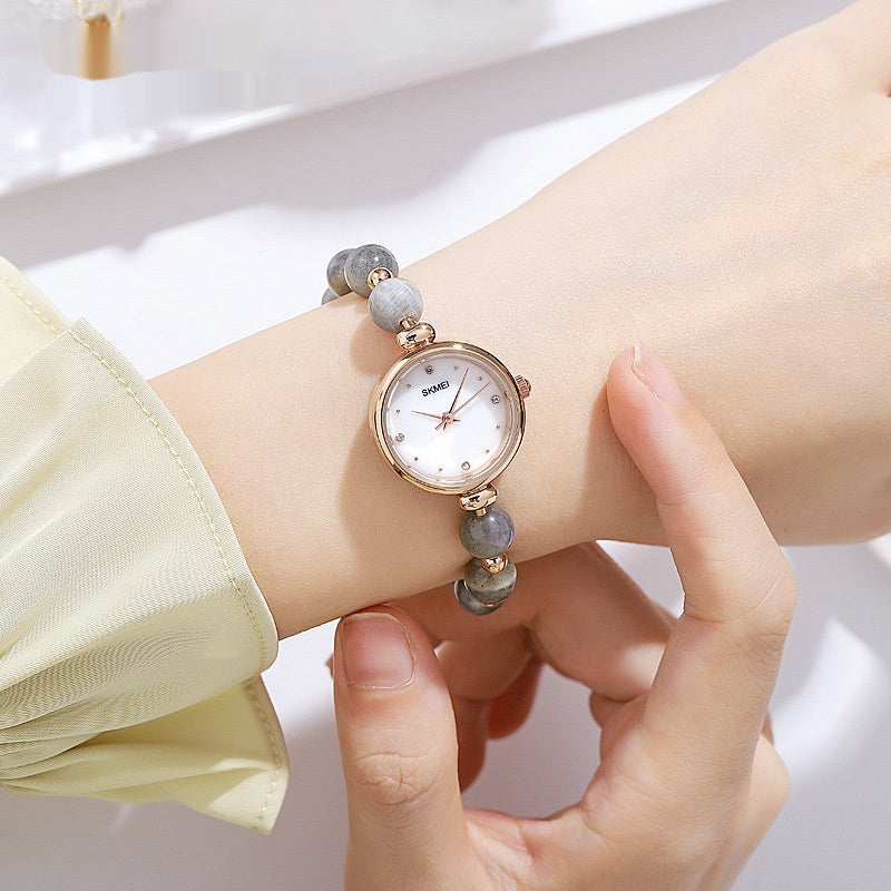 Fashionable All-match Elegant Women's Quartz Watch Pearl Natural Stone Strap Bracelet Watch