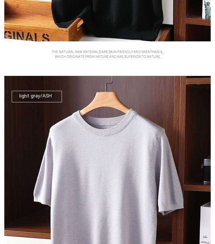 Summer Short Sleeve Men's Round Neck Thin Casual T-shirt Knitwear