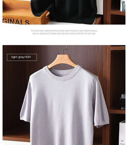 Summer Short Sleeve Men's Round Neck Thin Casual T-shirt Knitwear
