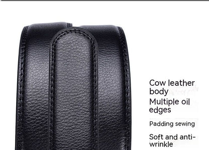 Men's Two-layer Cowhide Business Automatic Buckle Belt