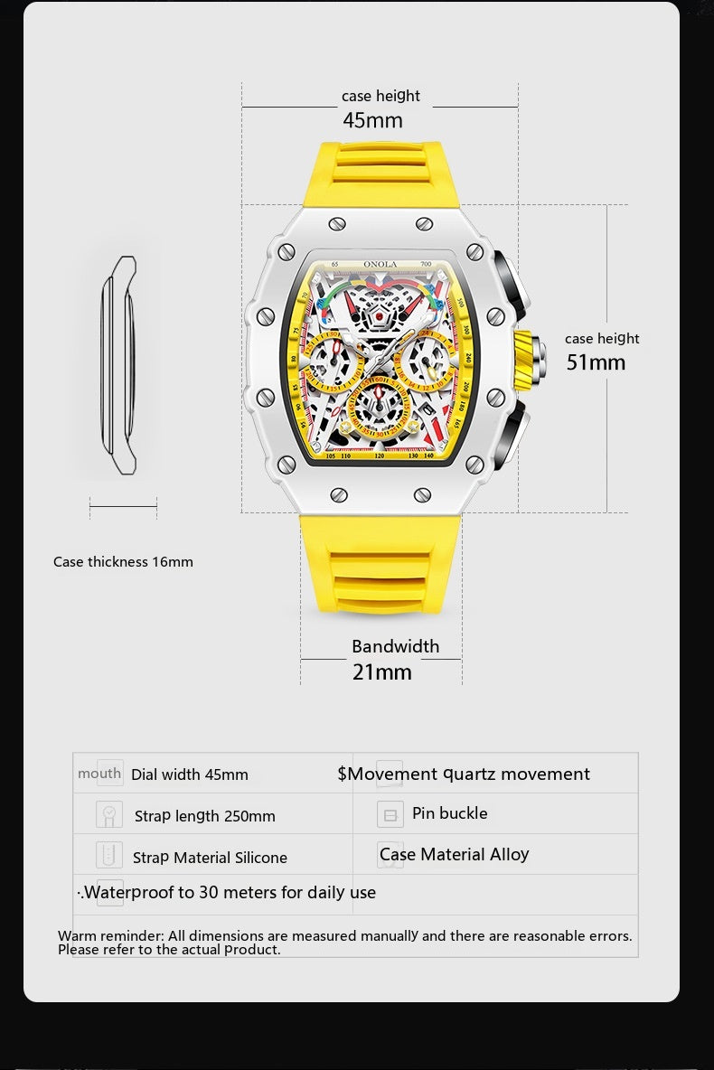 Men's Multifunctional Quartz Watch Multifunctional Fashion Waterproof Quart | Ectron Online