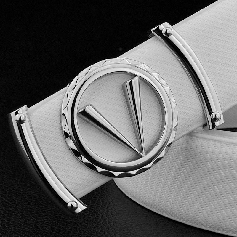 {{ brand }} Men's Leather Belts - All Styles&nbsp; 3 Silver logo - Men's Belts