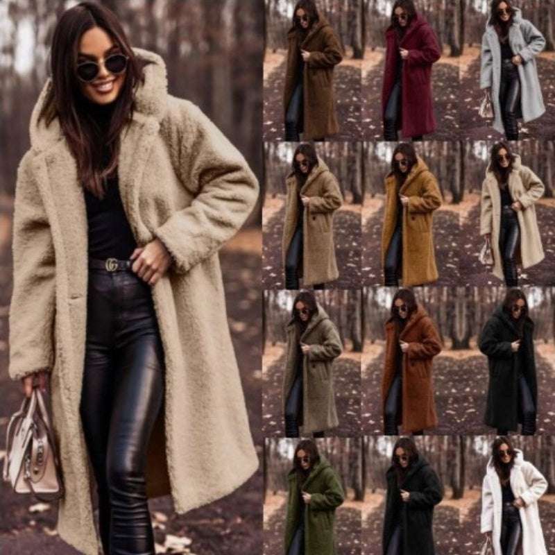 Women's Elegant Faux Fleece Long Teddy Coat Autumn Winter Fashion Elegant Long Coat | Ectron Online