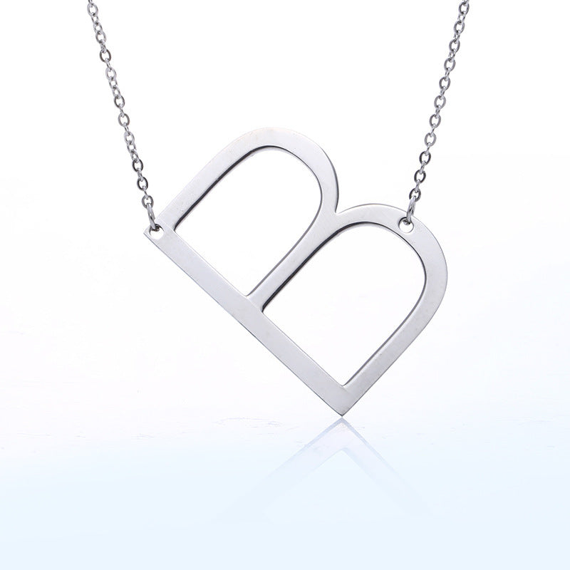 Fabulous Rose Gold Plated Stainless Steel Initial Letter Pendant Necklace