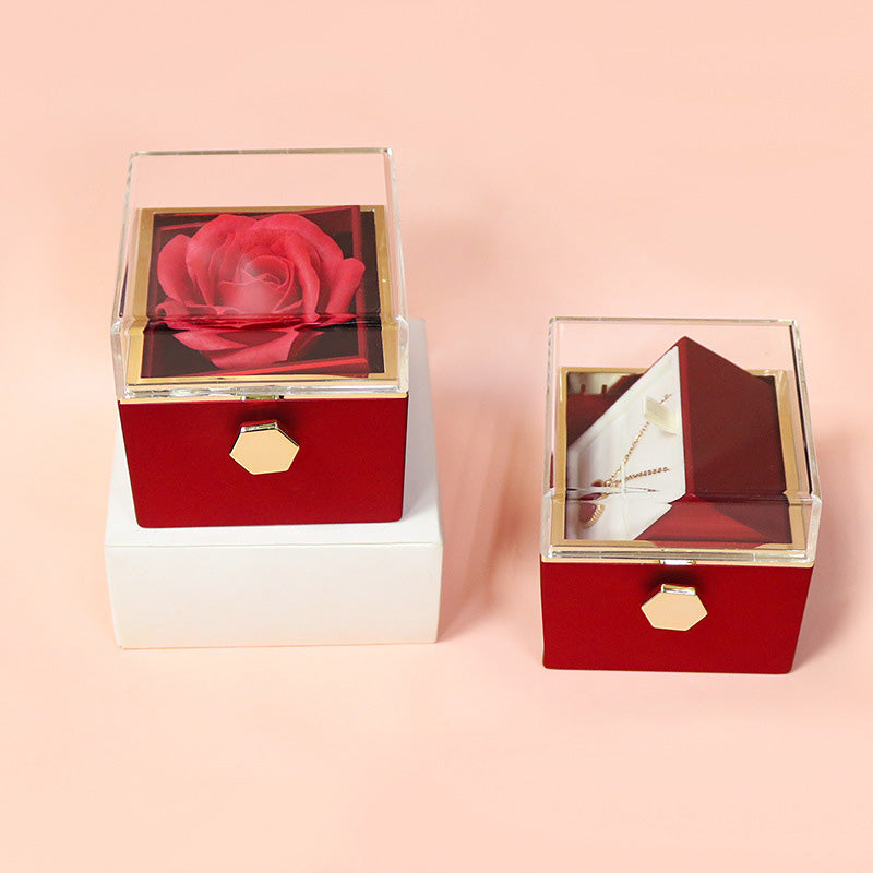 Creative Rotating Rose Jewelry Gift Box