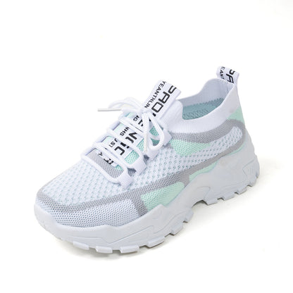 Women's Flyknit Mesh Sneakers | Breathable Lace-Up Walking Shoes Flyknit Mesh Shoes Women's Breathable La | Ectron Online