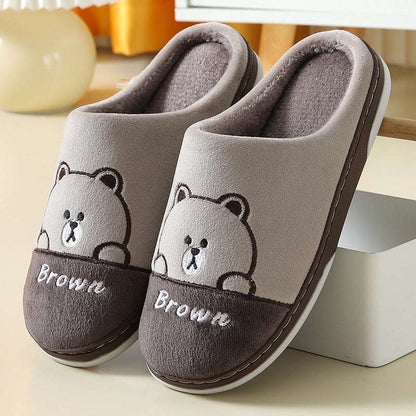 Cute Bears Plush Slippers – Warm Winter Non-slip House Shoes Cute Bears Slippers Warm Winter House Sh | Ectron Online