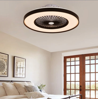 23" Smart Black Ceiling Fan - RGB LED Dimmable with Remote Control