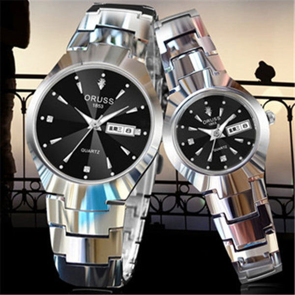 Tungsten Steel Waterproof Couple Watch